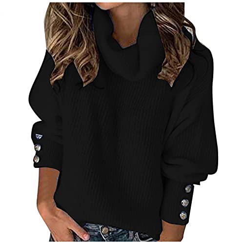 Sweaters for Women Pullover, Womens Oversized Sweaters Long Sleeve Knitted Winter Sweater Tops Casual Loose Pullover Sweaters Black