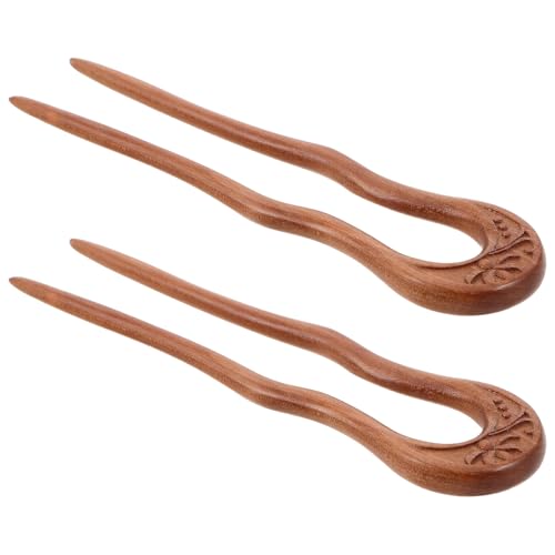Fourchettes à cheveux françaises en bois accessoires chignons féminins marron vintage en U