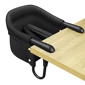 GINSER Hook On Chair, Clip On High Chair for Babies and Toddlers, Washable Fast Table Chair for Home and Travel, Black…