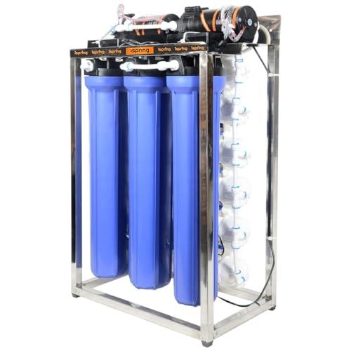 Image of iSpring 100 LPH Commercial RO Water Purifier Plant with TDS Adjuster 100 Litre Blue Stainless steel Full Automatic with TDS Adjuster