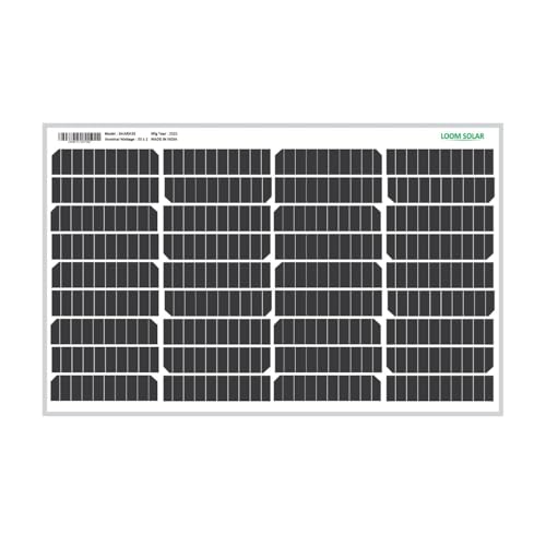 Loom Solar 40 Watt 12 Volt Solar Panel For Home Lighting & Small Battery Charging, Black, LS40W, 430 * 665 * 35 mm