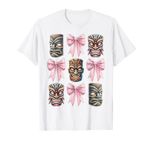 Coquette Bow Tiki Luau Hawaï Hawaï Masque Tiki Maman T-Shirt