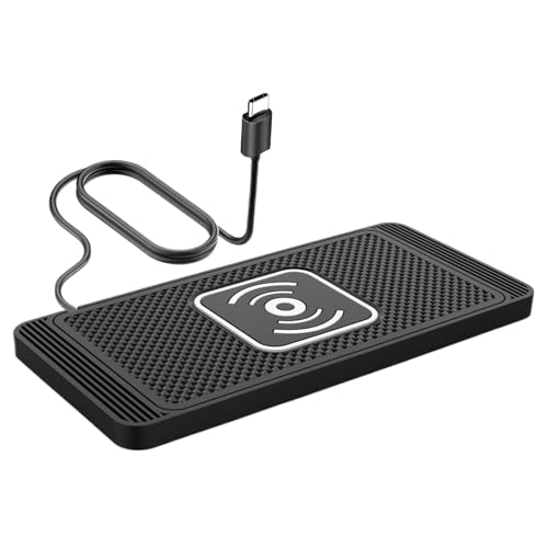 Cargador de Coche inalámbrico   Abrazaderas de Coche Soporte para teléfono, rápido de Muelle Cargador Seguro, Ajustable Dashboard Vent Pad | Automático Sens Estera de Carga con Cable de 39