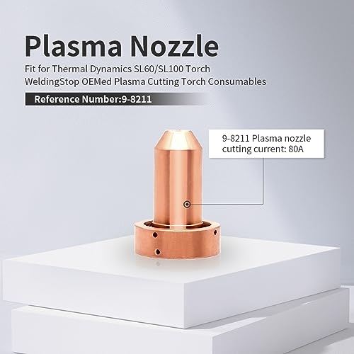 Image of 10pcs 9-8211 Tip 60A Nozzle for Thermal Dynamics SL60 SL100 Plasma Torch | Compatible with Thermal Dynamics Cutmaster 38 /52 /82 /102 /152 Plasma Cutter 80A Consumables