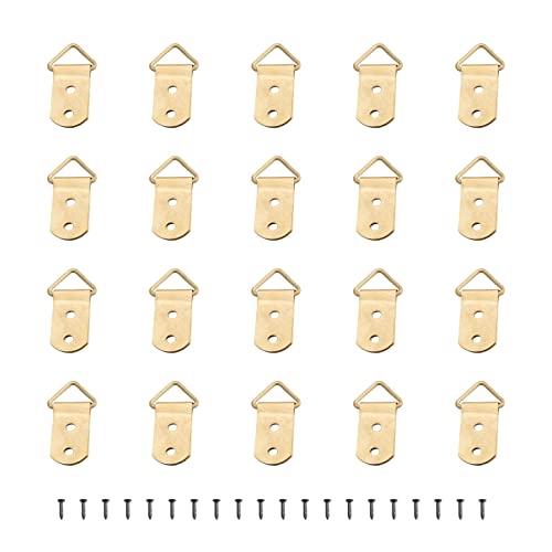 Image of Aicosineg Triangle Ring Picture Hangers 40mm x 14mm Hardware Assortment Kit, for Hanging Clock Paintings Picture Frame Home Decoration Artwork Creative Photo Hanging Solutions Golden Tone 20pcs