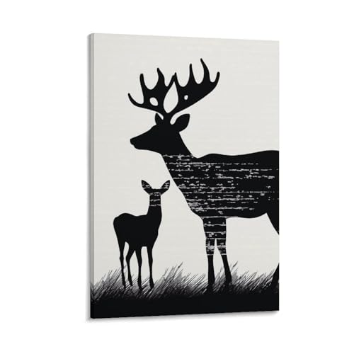 Toile murale imprimée de cerf avec cadre : sublimez un salon terne grâce au tableau 50x75 cm