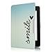 Produktbild kwmobile Klapphülle kompatibel mit Amazon Kindle Paperwhite Hülle - eReader Case (für Modelle bis 2017) - Smile Blau Türkis