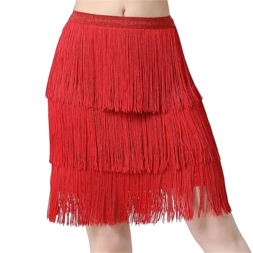 Women's Tiered Tassel Fringe Skirt for Latin Salsa Tango Ballroom and Rave Party Dance Practice Costume
