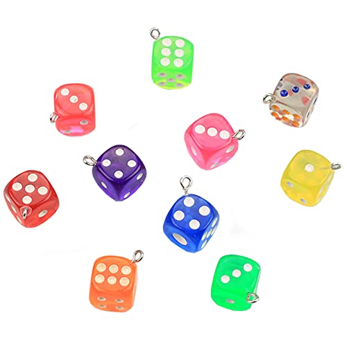 20Pcs Acrylic 3D Dice Jewelry Making Charms Pendants Multicolor Mini Cube Square Dice Charms with Loops for Earring Bracelet Necklace Keychain Jewelry Making and Crafts Supplies