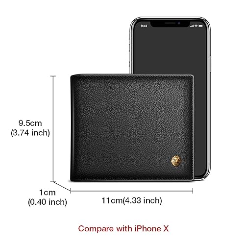 LAORENTOU Men's Wallets Genuine Leather Mens Bifold Wallets with Zipper Coin Pocket Casual Men Purse Slim Wallet2