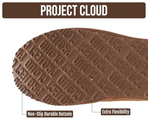 Image of Project Cloud Mens Slippers Genuine Leather Australian Shearling Slippers | Memory Foam Insole Non Slip Fuzzy Shoes Indoor Outdoor Warm Cozy Footwear Everyday Comfort Soft Lining Cushioned Sole Easy On