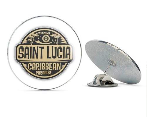 Saint Lucia Welcome Label Round Metal 0.75" Lapel Pin Hat Shirt Pin Tie Tack Pinback2