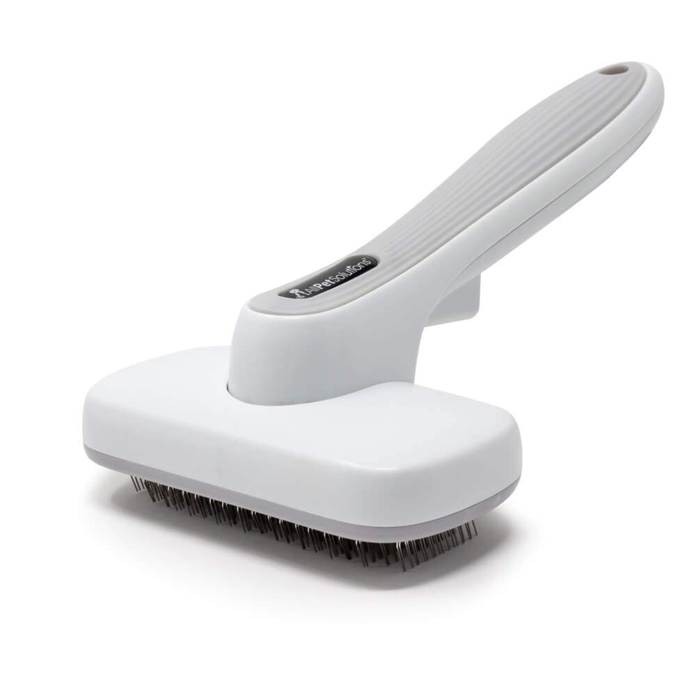 allpetsolutionsPet Grooming Self Cleaning Slicker Brush for Medium and Long Haired Dogs, Puppies & Cats - Removes Loose Hair and Dead Fur, Eliminates Tangles