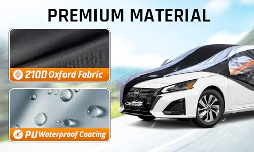 Image of Altima Car Cover Waterproof All Weather with Silver Strip Design, Custom Fit for Altima 2005-2025, Accessory with Door Zipper & Windproof Straps