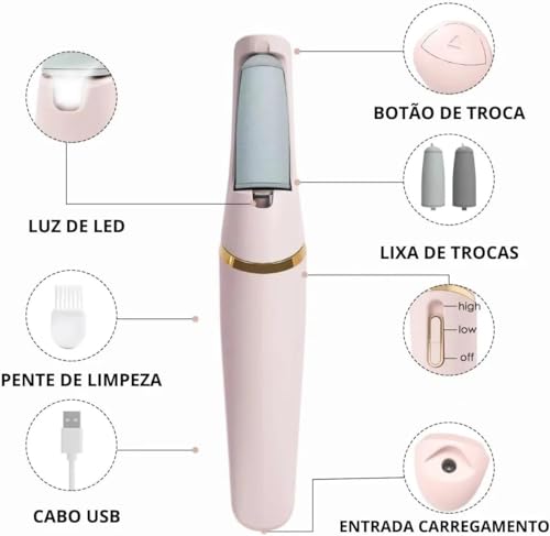 Lixa Esfoliadora Profissional Pra Pés Prática E Recarregável