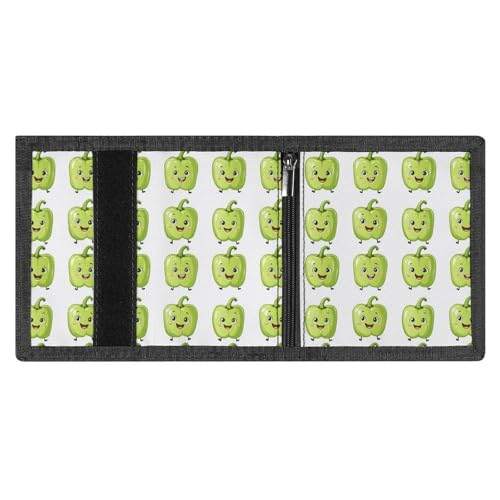 Cute Green Pepper Print Wallet for Men, 8 Credit Card Holder Slim Minimalist Front Pocket Small Mens Bifold Wallets3