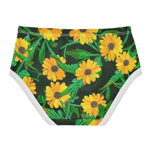 Cotton Girls Underwear Toddler Vibrant Orange Daisy Green Leaves Cute Panties Girl Designer Briefs Girls Undies 2t2
