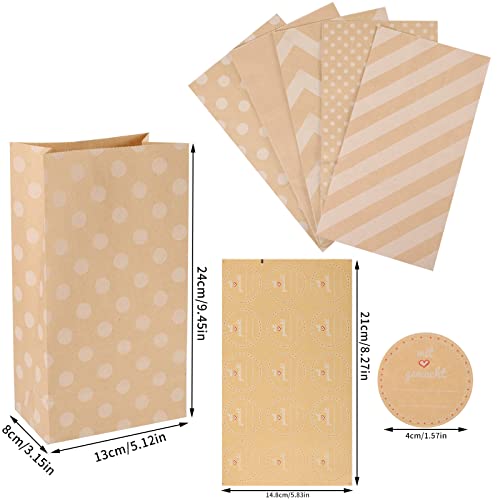 20 Pezzi Sacchetti di Carta Kraft, 13 * 24 * 8cm