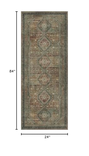 GENIMO 2x7 Non Slip Hallway Runner Rug, Machine Washable, Thin & Low Pile Lightweight for Kitchen, Laundry, Entryway, Bedroom & Living Room, Brown