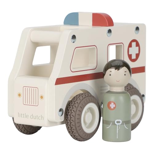 Little Dutch 2527 ambulancia de coche de madera - blanco