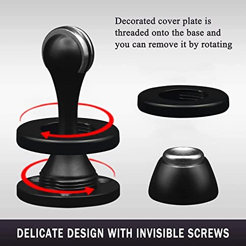 Magnetic Door Stopper, Black Door Stops, Wall Floor Mount Magnetic Door Catch Heavy Duty Soft Magnet Door Holder - Image 4