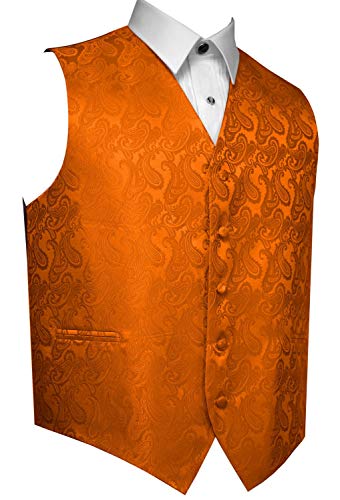Italian Design Men's Formal Tuxedo Vest in Orange Paisley