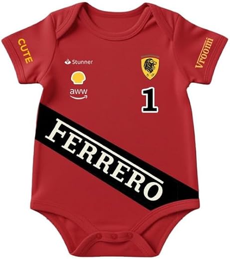 KARMIKH Unisex Baby Half Romper with Racing Car Print, Soft Cotton Fabric, Short Sleeves, Round Neck, Comfortable Summer W...