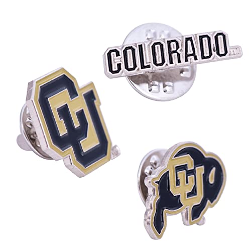 Desert Cactus University of Colorado Lapel Pins 3 Pack Buffaloes CU Buffs Logo Enamel Made of Metal (Pin Set)