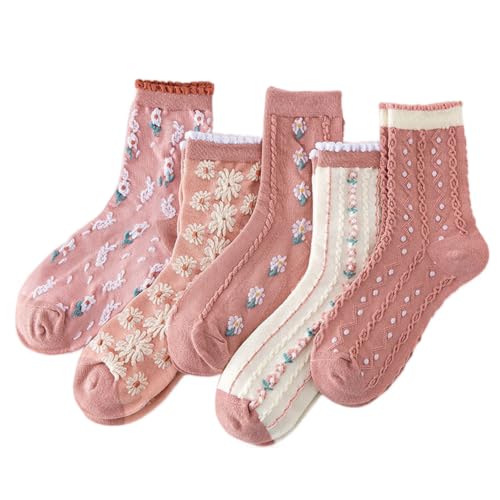 Calcetines florales antipresion con punto jacquard bordado evitan marcas en la piel