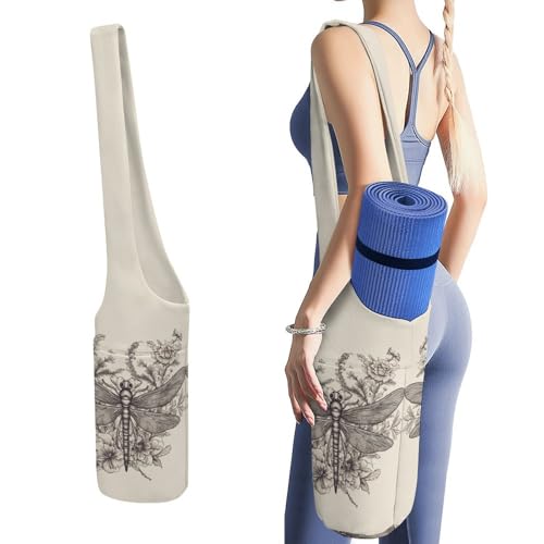 Sac de tapis de yoga en toile fleurie à grande capacité pour vos séances de Pilates