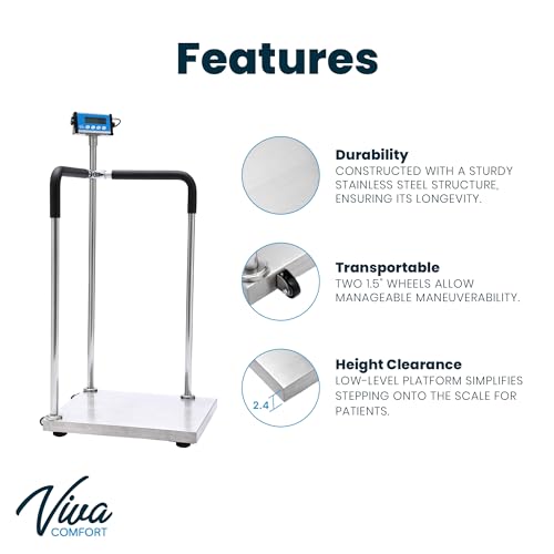 Vivacomfort 904-05 Medical Grade Digital Scale With Handles For Elderly, Bariatric Physician Scales thumb #4
