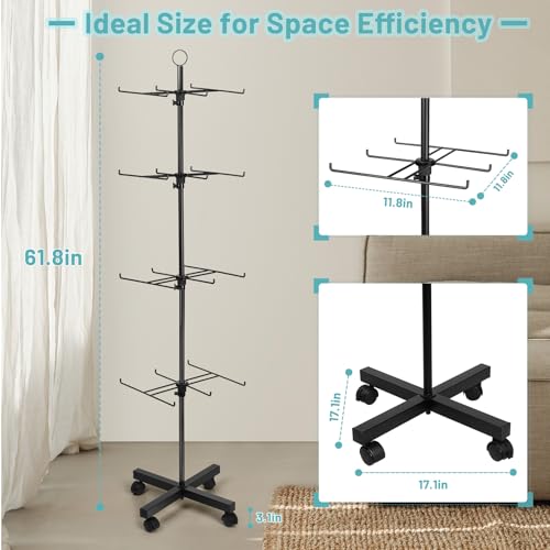 Image of Flenpptly Retail Display Stand Rotating Display Stand 4 Tier Spinning Display Stand for Craft Shows, Jewelry, Keychain, Earring Adjustable Height Retail Display Racks (Black)