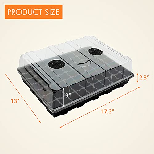 Gardzen 5-Set Garden Propagator Sets, Smiling Face Seed Tray Kits With 350-Cell, Comes With Dome And Base 18" X 14" (70-Cell Per Tray) #TOP4