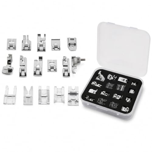 Prensatelas para máquinas de coser Kit 16 piezas, Incluye caja transporte
