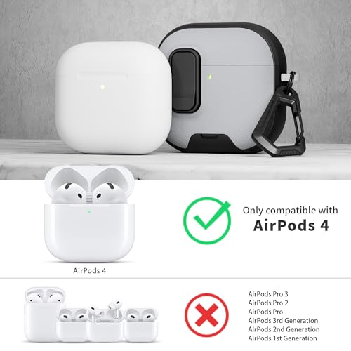 Image of for AirPods 4 Case with Lock,TPU Leather Texture Protective Durability Anti-Lost & Shockproof Protective Cover Accessories with Cleaning Kit in Keychain for Apple iPod 4 Generation (Black /Grey)