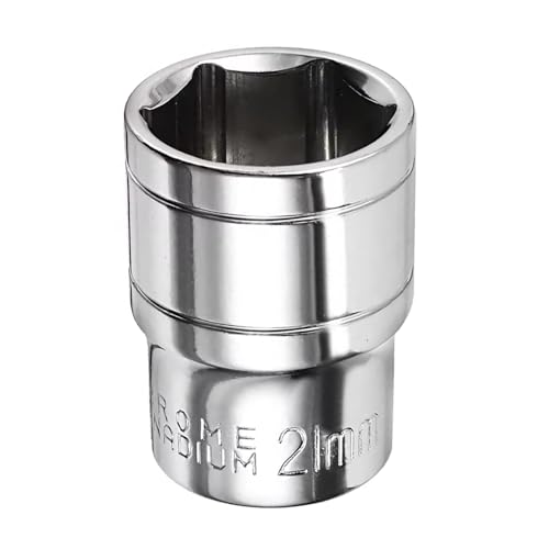 Youzzei 21mm 1/2 Inch Square Drive Socket 6 Point Metric Socket Polishing Chrom Vanadium Alloy Steel 21mm Sockets 1/2 Drive for Car Repair Mechanical Maintenance Home Use