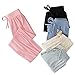JELEUON 3 Pack of Little Kids Boys Girls Summer Spring Autumn Cotton Linen Printed Soft Trousers Casual Long Ankle Pants