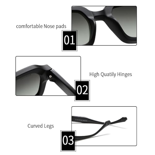 Image of grey jack TR90 Rectangle Polarized Sunglasses for Men Women,Stylish Full Rim Eyewear for UV Protection 21040