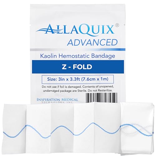 AllaQuix Advanced Kaolin Hemostatic Gauze – Z-Fold Sterile Clotting Bandage (3