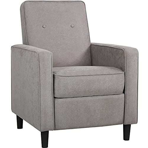 Fdw Comfortable Single Recliner Mid Century Modern Sofa Home Living Room Fabric With Push Back Accent Arm Chair, Grey #TOP29