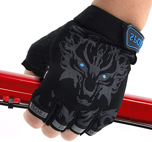 image for IPENNY Girls Boys Half Finger Cycling Gloves Sport Gym Gloves Racing 