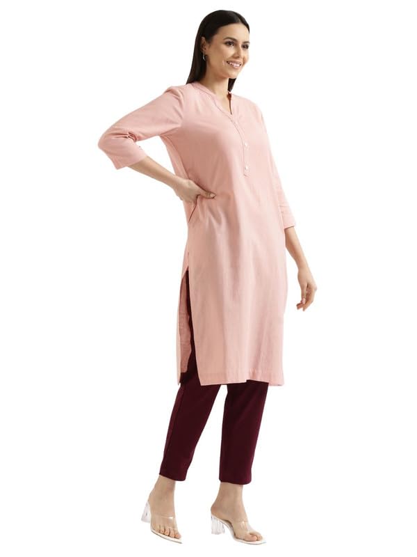 Image of SAADAA Women's Cotton Long Kurta Pant Set | Straight Fit Kurta with Trouser | Traditional Ethnic Wear for Daily & Festive Use