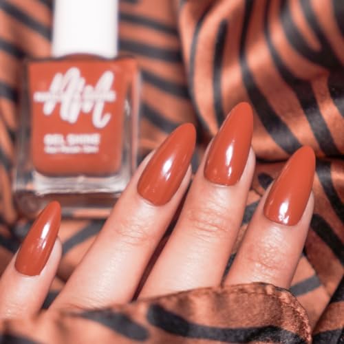 Image of Nails & More Saddle Brown Nail Polish, Argan Oil-Infused Gel Shine, Warm Brown Nails, Classic Look | 10ml