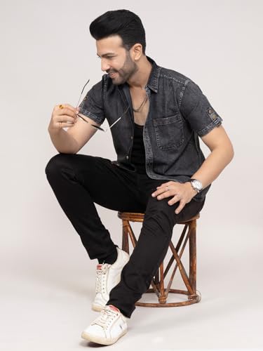 Image of Men's Denim Casual Shirts for Men | Half Sleeve Shirt | Regular Fit