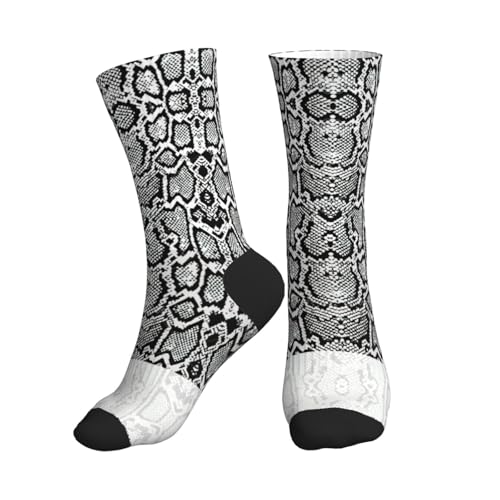 Black White Snake Skin Women Men Mid Tube Crew Socks Athletic Running Socks Sport Wicking Suitable Gym Hiking