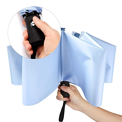 Shinok Travel Umbrella Compact Folding Sun Umbrellas Lighweight Auto Open Close For Women Parasol Blue #TOP1