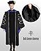 YIIOSS Unisex Deluxe Doctoral Graduation Gown with Tam 8-Sided Package and Hood for Doctoral Regalia Black
