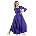 Danzcue Womens Praise Loose Fit Full Length Long Sleeve Dance Dress, Deep Purple, Small