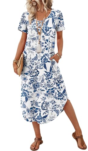 OFEEFAN Summer Dresses for Women 2026 Casual Beach Vacation Outfits Resort Wear Midi Maxi Spring...