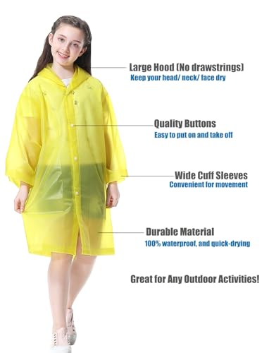 2 Pack Rain Ponchos for Kids - Reusable Rain Coats for Kids Boys Girls Rain Jacket Disney Travel Outdoor Rain Gear4